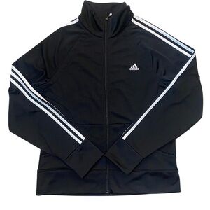 Adidas Women’s Black Glacier Track Jacket with White Stripes Size Large